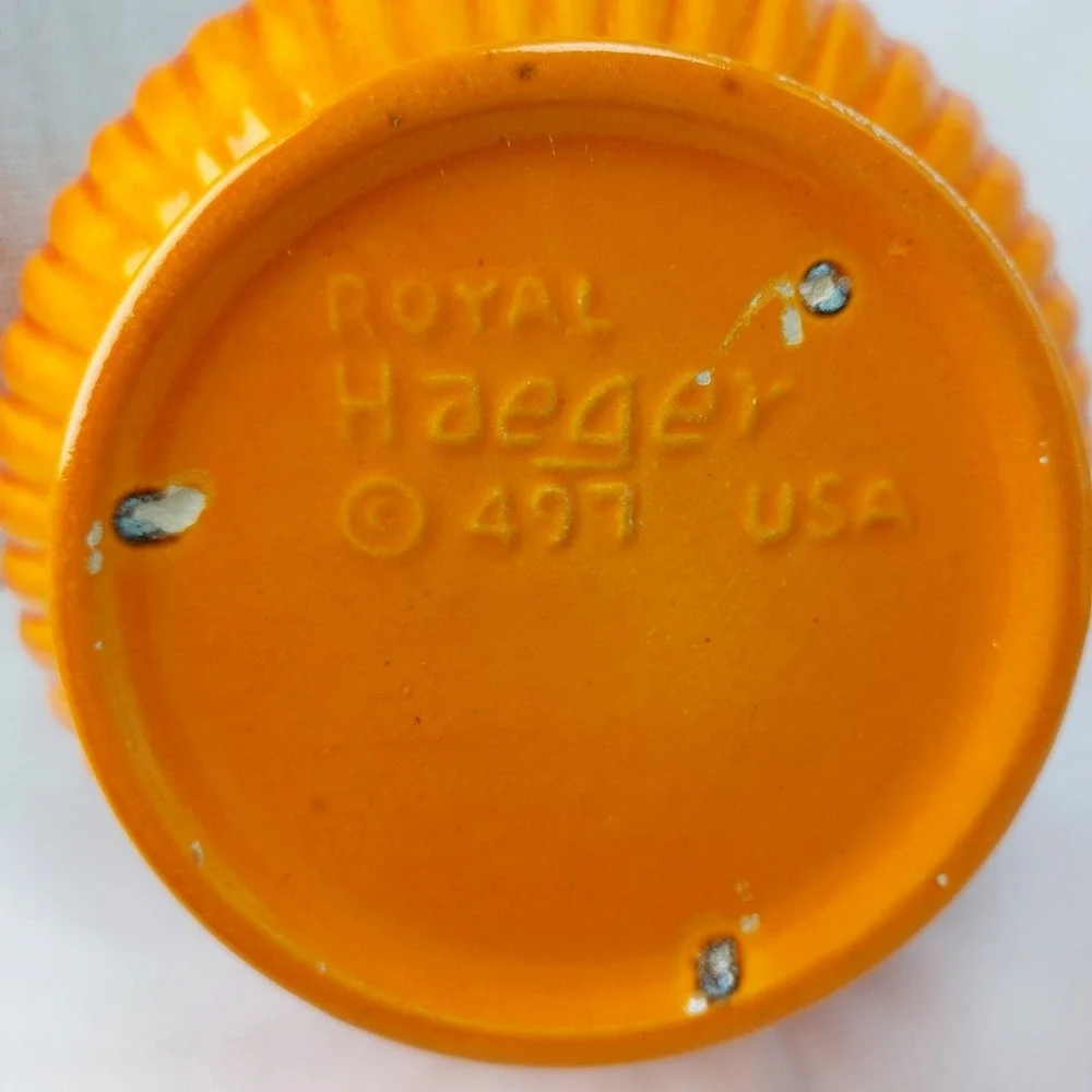 Royal Haeger‎ Mid Century Vase Orange Ombre Etruscan Ceramic Artichoke 13